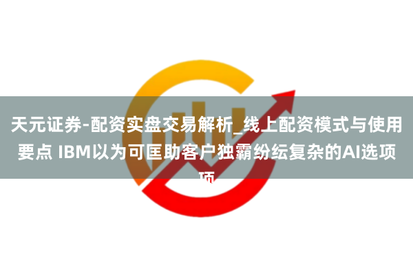 天元证券-配资实盘交易解析_线上配资模式与使用要点 IBM以为可匡助客户独霸纷纭复杂的AI选项