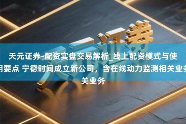 天元证券-配资实盘交易解析_线上配资模式与使用要点 宁德时间成立新公司，含在线动力监测相关业务