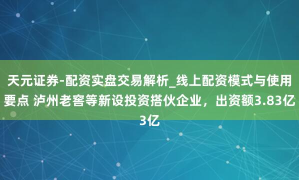天元证券-配资实盘交易解析_线上配资模式与使用要点 泸州老窖等新设投资搭伙企业，出资额3.83亿