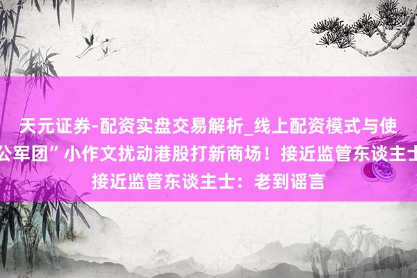 天元证券-配资实盘交易解析_线上配资模式与使用要点 “山公军团”小作文扰动港股打新商场！接近监管东谈主士：老到谣言